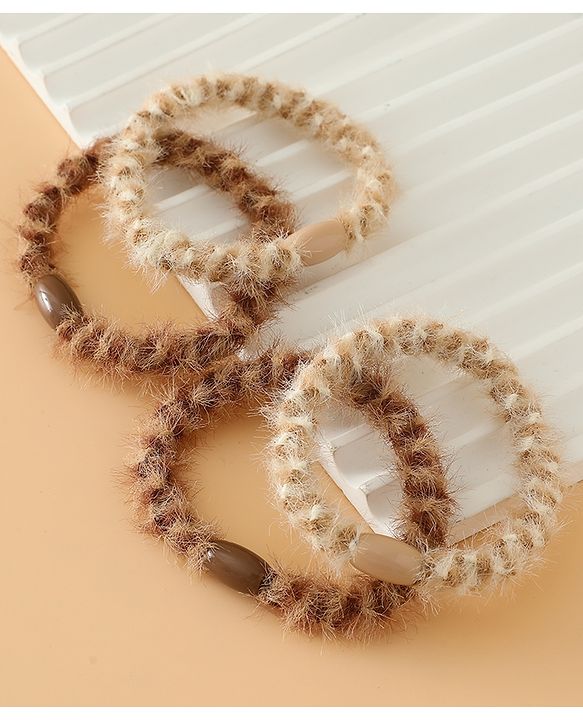 Pine Kids Free Size Stretchable Hair Rubber Bands Set for Girls for Everyday Hairstyles - Khaki & Brown