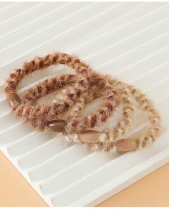 Pine Kids Free Size Stretchable Hair Rubber Bands Set for Girls for Everyday Hairstyles - Khaki & Brown