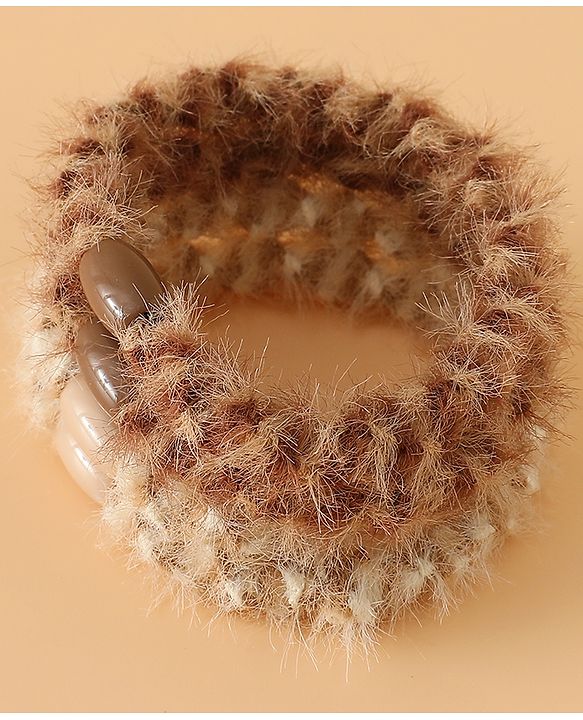 Pine Kids Free Size Stretchable Hair Rubber Bands Set for Girls for Everyday Hairstyles - Khaki & Brown