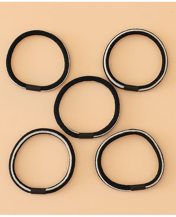 Pine Kids Free Size Hair Rubber Bands Pack of 5 - Black