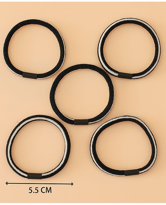 Pine Kids Free Size Hair Rubber Bands Pack of 5 - Black