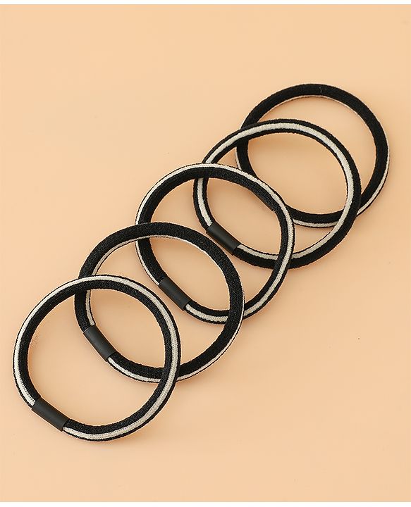 Pine Kids Free Size Hair Rubber Bands Pack of 5 - Black