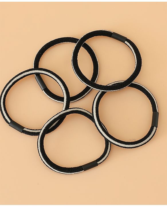 Pine Kids Free Size Hair Rubber Bands Pack of 5 - Black