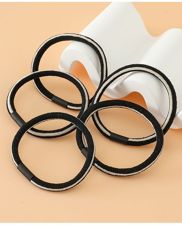 Pine Kids Free Size Hair Rubber Bands Pack of 5 - Black