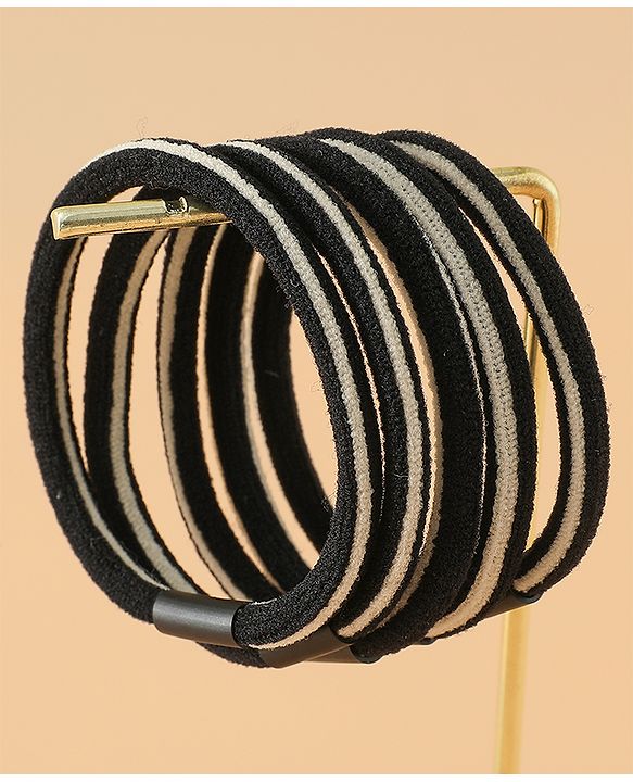 Pine Kids Free Size Hair Rubber Bands Pack of 5 - Black