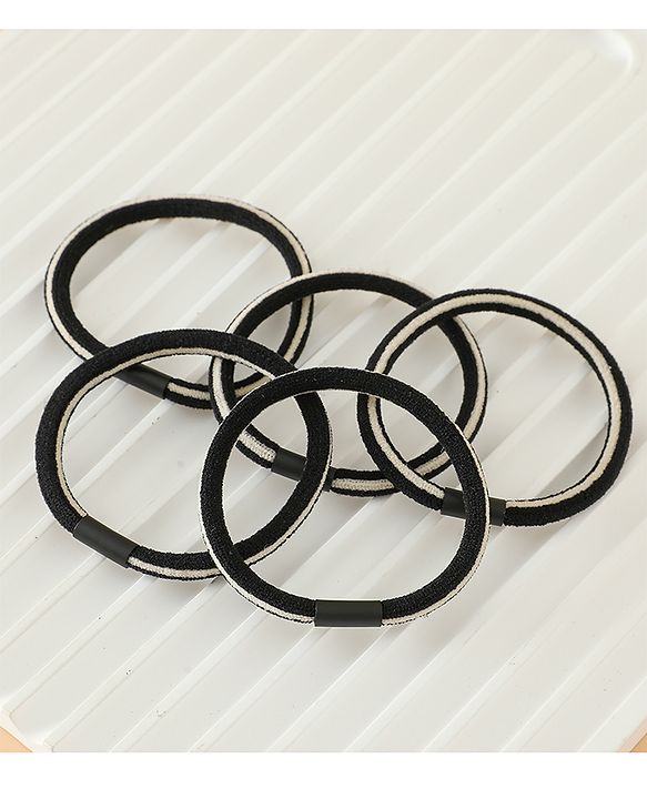 Pine Kids Free Size Hair Rubber Bands Pack of 5 - Black