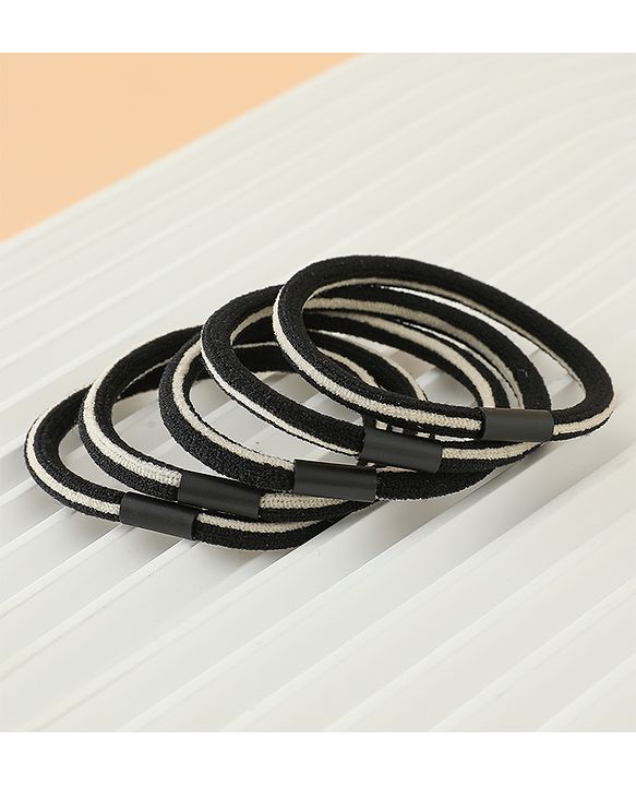 Pine Kids Free Size Hair Rubber Bands Pack of 5 - Black