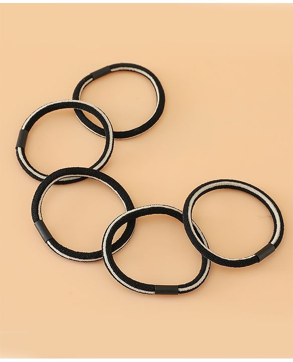 Pine Kids Free Size Hair Rubber Bands Pack of 5 - Black