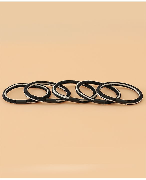 Pine Kids Free Size Hair Rubber Bands Pack of 5 - Black