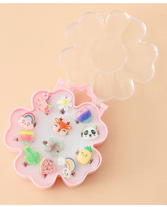 Babyhug Finger Ring Pack of 12 Multicolor Free Size Girl - Pink
