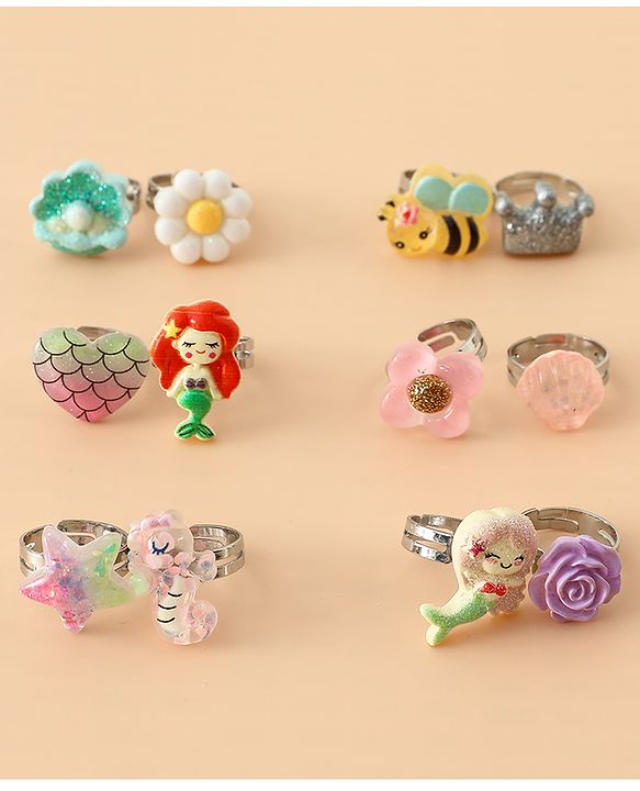 Babyhug Finger Ring Pack of 12 Multicolor Free Size Girl