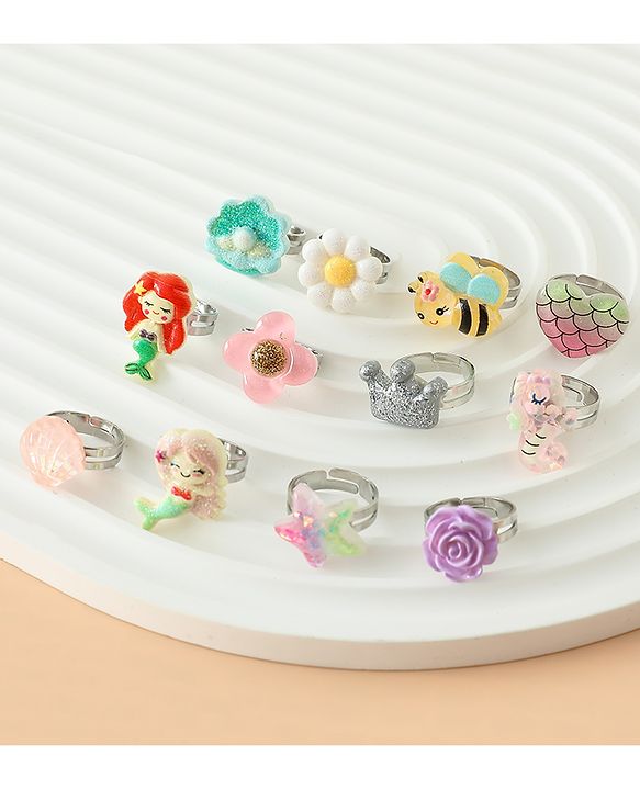 Babyhug Finger Ring Pack of 12 Multicolor Free Size Girl