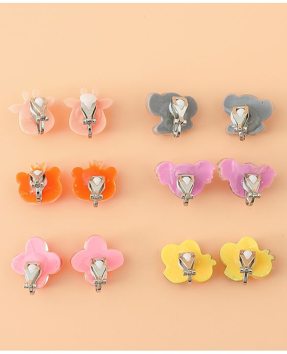 Babyhug Earrings Multicolor Free Size Girl Pair of 6 - Pink & Puprle