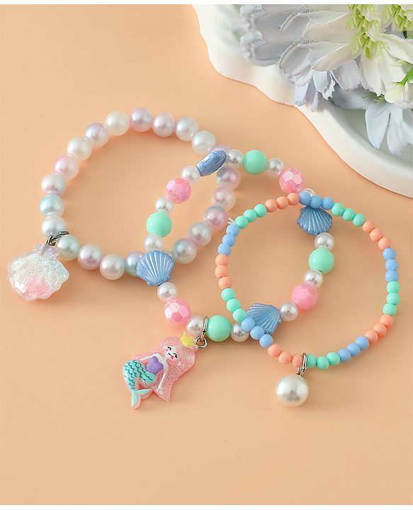 Babyhug Pastel Beaded Charm Bracelet Set - Pink & Blue