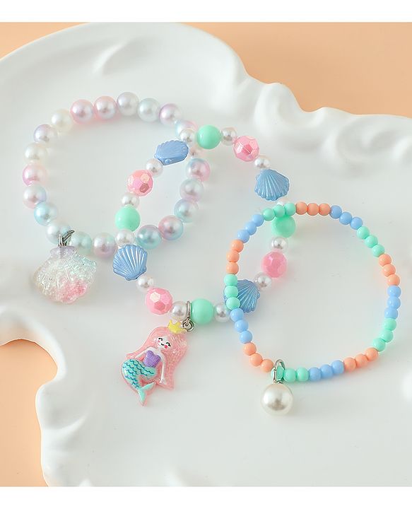 Babyhug Pastel Beaded Charm Bracelet Set - Pink & Blue