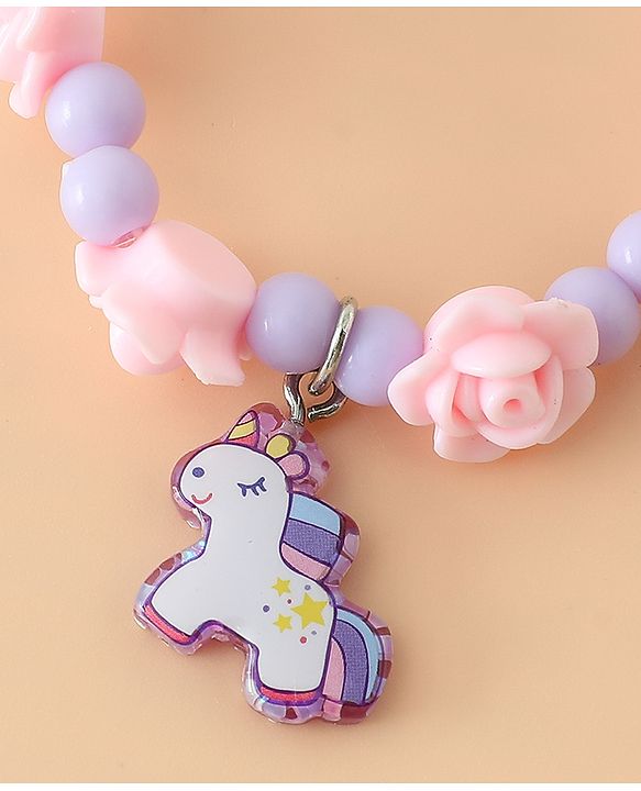 Babyhug Pastel Beaded Charm Bracelet Set - Pink & White