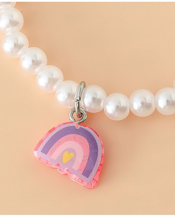 Babyhug Pastel Beaded Charm Bracelet Set - Pink & White