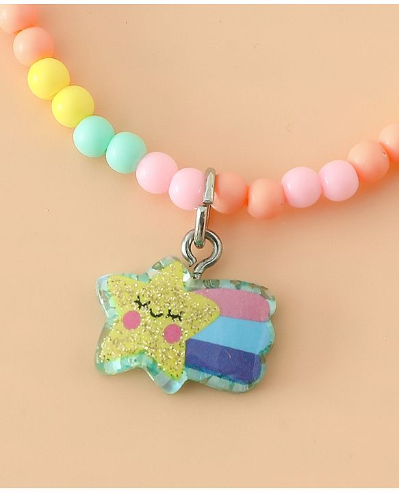 Babyhug Pastel Beaded Charm Bracelet Set - Pink & White