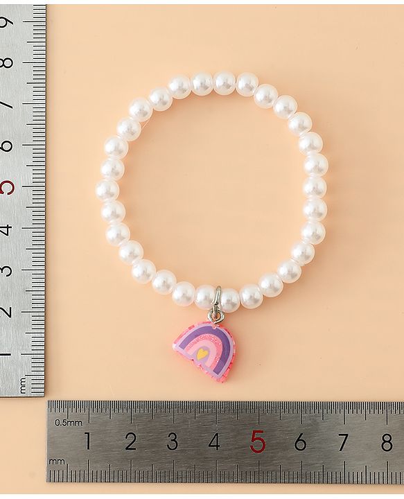 Babyhug Pastel Beaded Charm Bracelet Set - Pink & White
