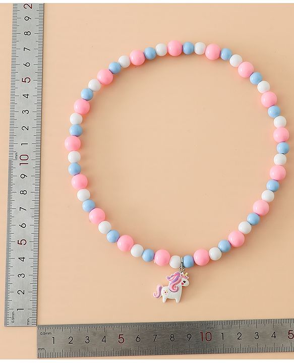 Babyhug Kids Pastel Beaded Jewellery Set with Cute Charms - Pink & Red