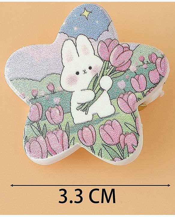 Babyhug Hair Pins And Clips Free Size with Star Applique & Floral Print Pack Of 6- White