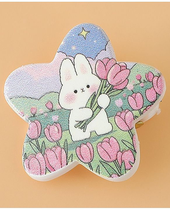 Babyhug Hair Pins And Clips Free Size with Star Applique & Floral Print Pack Of 6- White