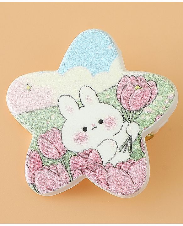 Babyhug Hair Pins And Clips Free Size with Star Applique & Floral Print Pack Of 6- White