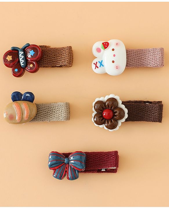 Babyhug Hair Pins And Clips Pack of 5 Free Size - Brown