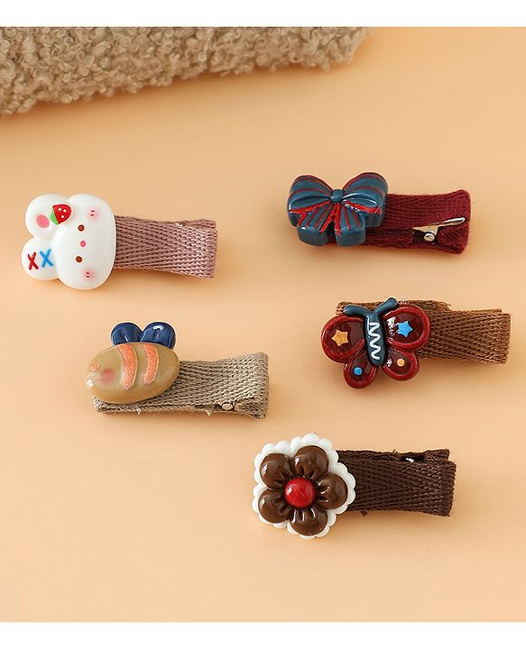 Babyhug Hair Pins And Clips Pack of 5 Free Size - Brown
