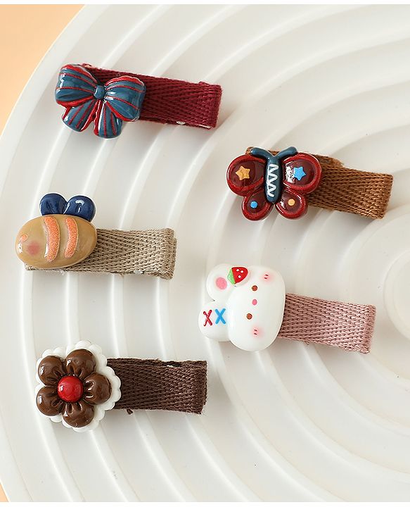 Babyhug Hair Pins And Clips Pack of 5 Free Size - Brown