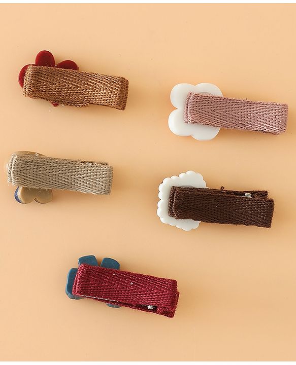 Babyhug Hair Pins And Clips Pack of 5 Free Size - Brown