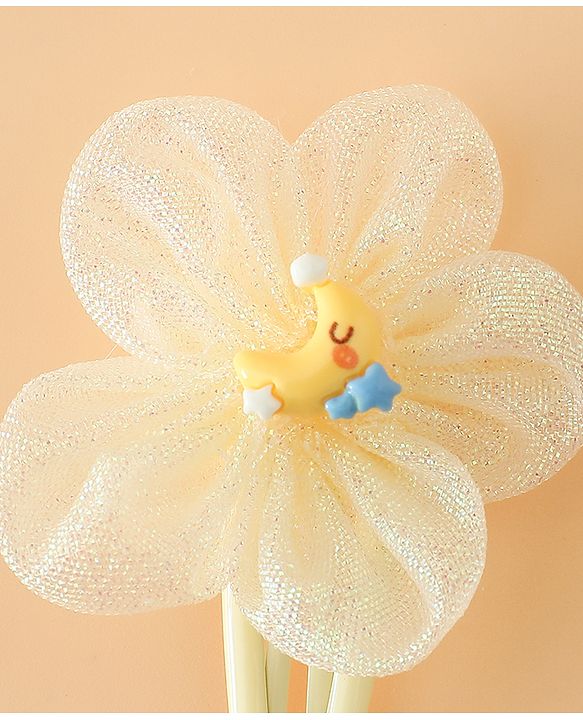 Babyhug Snap Clips Free Size With Floral Applique Pack Of 2 - Pink & Yellow
