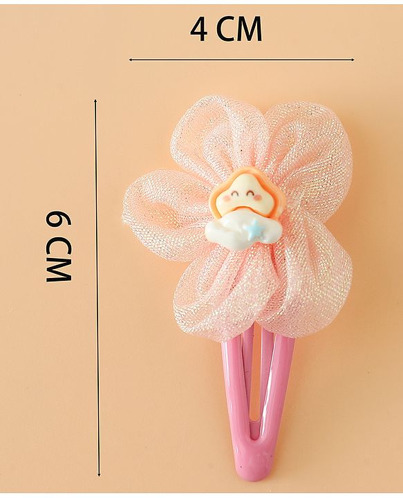 Babyhug Snap Clips Free Size With Floral Applique Pack Of 2 - Pink & Yellow