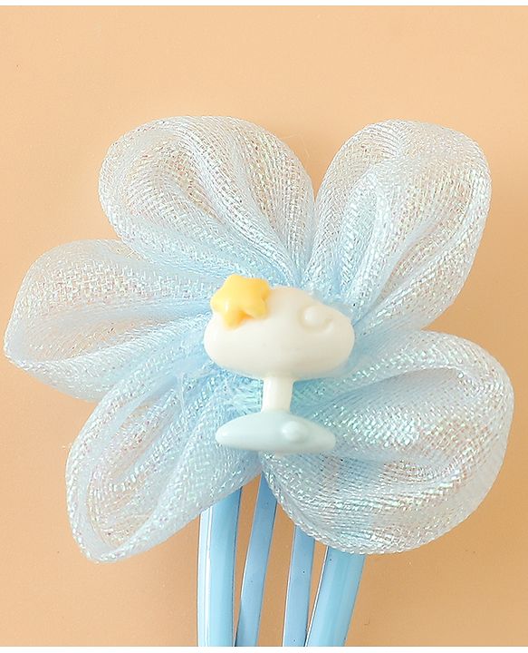 Babyhug Snap Clips Free Size With Floral Applique Pack Of 2 - Blue & Purple