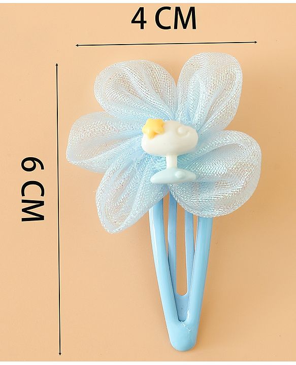 Babyhug Snap Clips Free Size With Floral Applique Pack Of 2 - Blue & Purple
