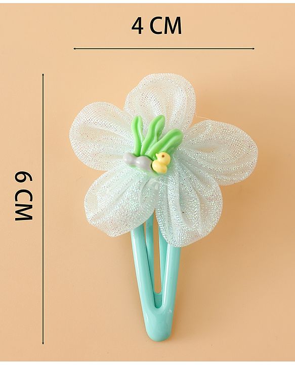 Babyhug Snap Clips Free Size With Floral Applique Pack Of 2 - Pink & Green