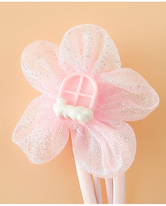 Babyhug Snap Clips Free Size With Floral Applique Pack Of 2 - Pink & Green