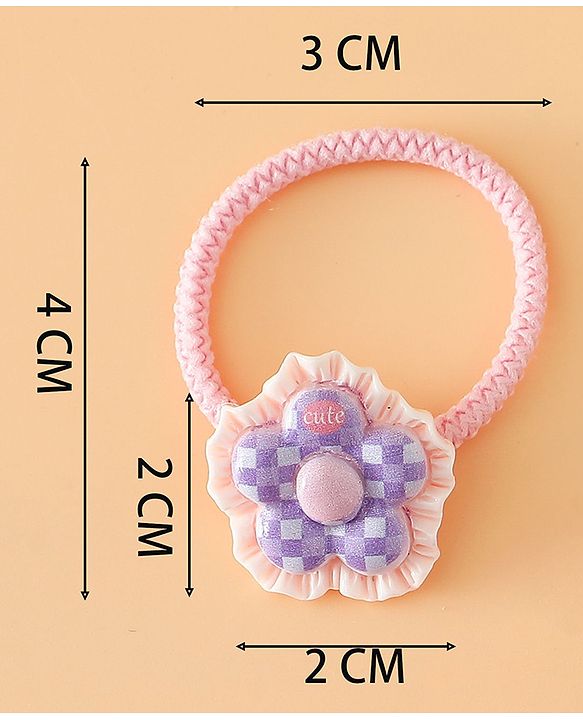 Babyhug Hair Rubber Bands With Strawberry Applique Pack of 5 Free Size - Pink