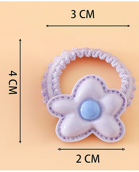 Babyhug Hair Rubber Bands Free Size With Floral Applique Pack Of 5 - Pink , Green & Orange