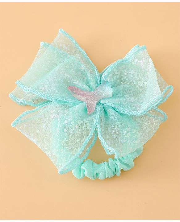 Pine Kids Hair Rubber Bands With Bow Applique - Blue