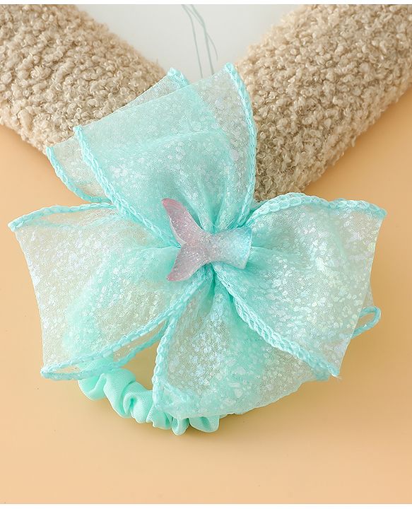 Pine Kids Hair Rubber Bands With Bow Applique - Blue