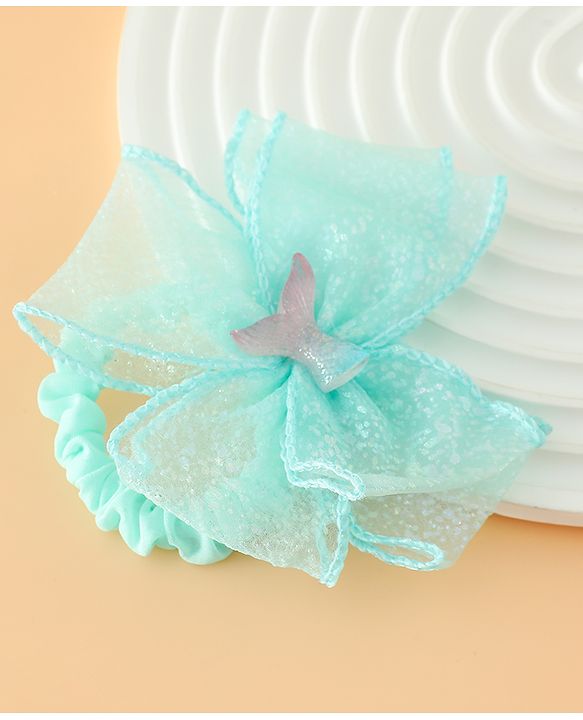 Pine Kids Hair Rubber Bands With Bow Applique - Blue
