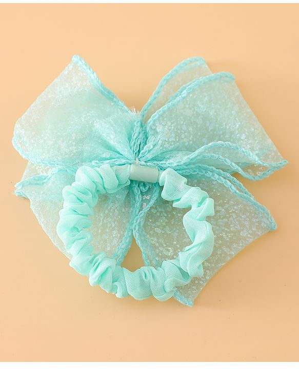 Pine Kids Hair Rubber Bands With Bow Applique - Blue