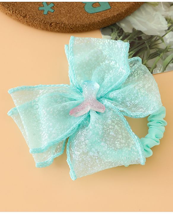 Pine Kids Hair Rubber Bands With Bow Applique - Blue
