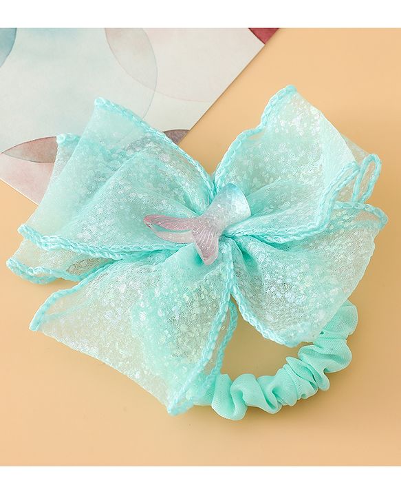 Pine Kids Hair Rubber Bands With Bow Applique - Blue