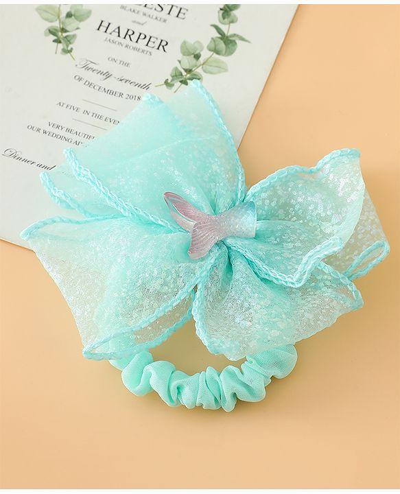 Pine Kids Hair Rubber Bands With Bow Applique - Blue