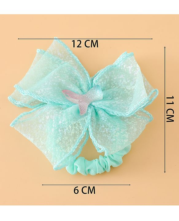 Pine Kids Hair Rubber Bands With Bow Applique - Blue