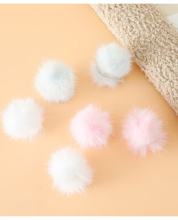 Babyhug Hair Pins And Clips Free Size With Fur Applique Pack Of 6 - Pink & White