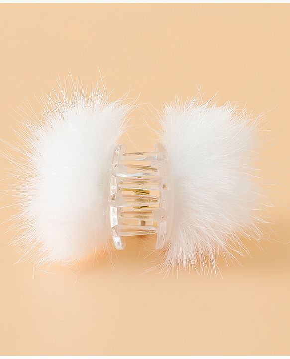 Babyhug Hair Pins And Clips Free Size With Fur Applique Pack Of 6 - Pink & White