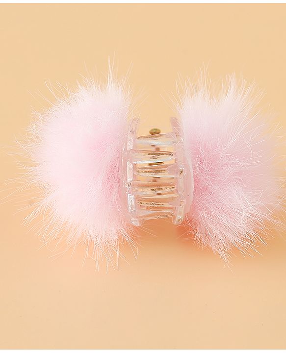 Babyhug Hair Pins And Clips Free Size With Fur Applique Pack Of 6 - Pink & White